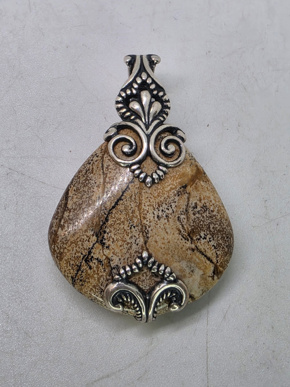Carolyn Pollack Sterling Silver Picture Jasper Enhancer Pendant For Necklace